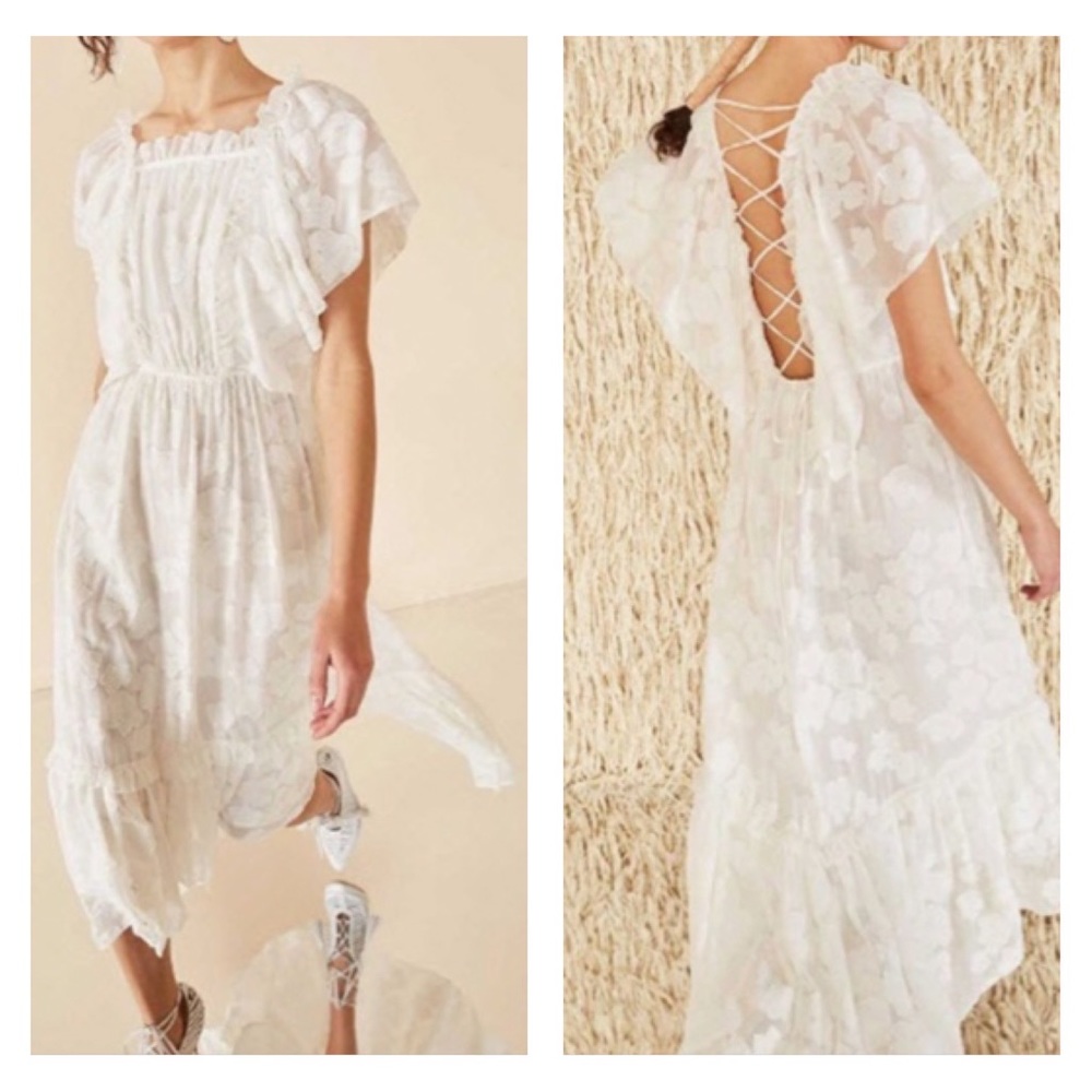 Ulla Johnson Mildred Floral Fil Coupe Ruffles Silk Blend Midi Dress